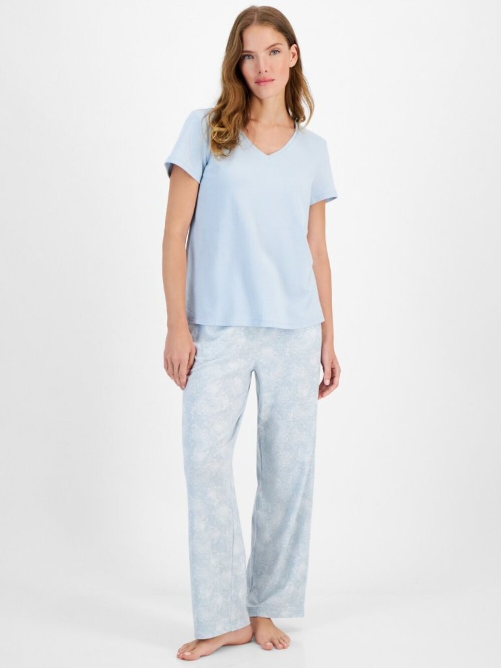 #1782 Charter Club Women's Solid V-Neck Short-Sleeve Sleepwear Top